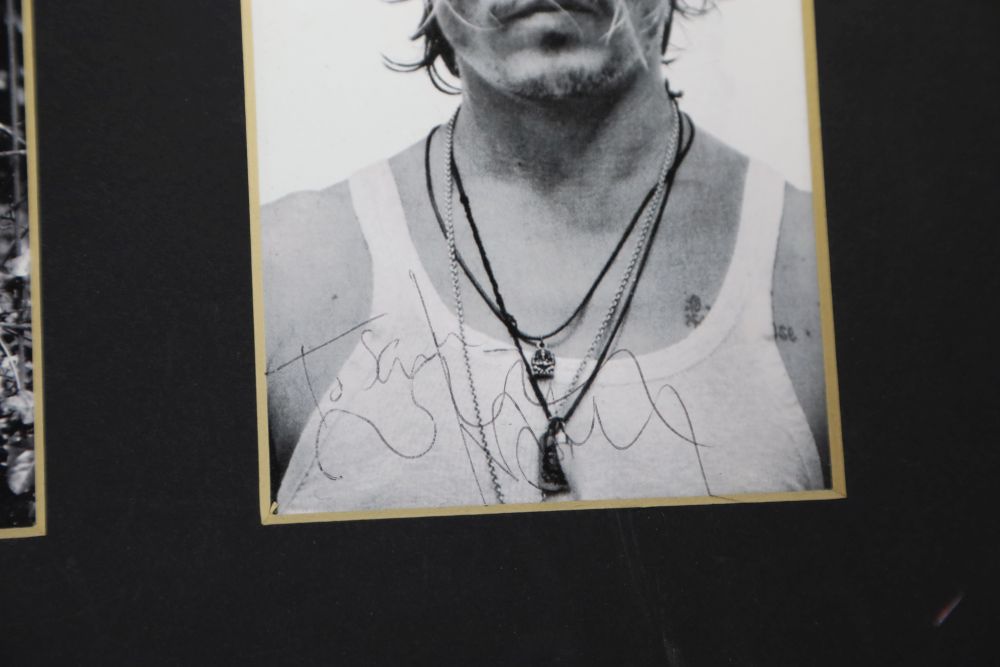 Michael C Smith, silver gelatin print LA Girl seeks DC Guy 1998, 24 x 24cm, a signed Graham Nash photo and a Johnny Depp triptych of